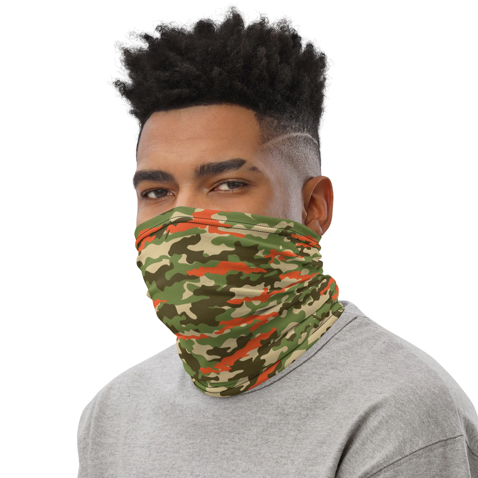 SJ Camo Green/Orange Neck Gaiter - Image 3